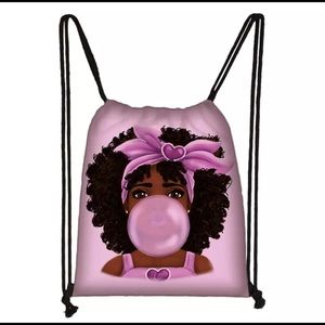 Bubble gum drawstring backpack